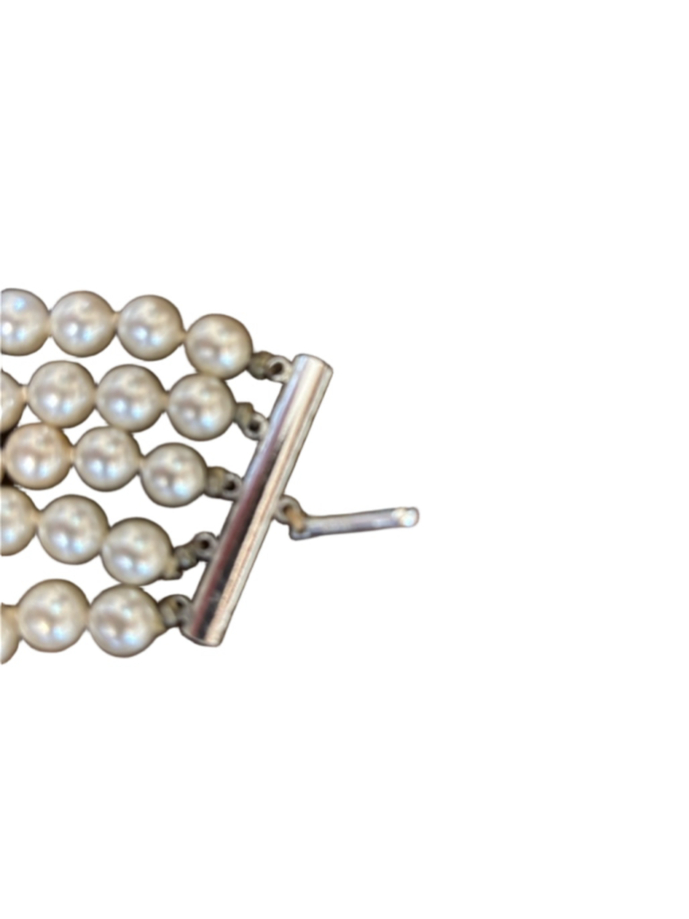 Vintage Women's Unbranded Pearl & Silver Tone Multi-Strand Necklace One Size